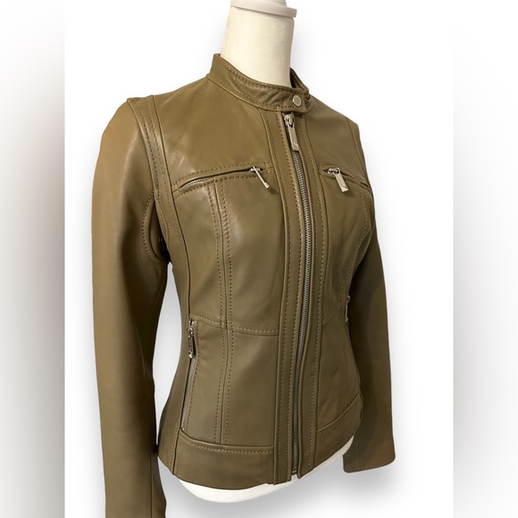 Michael Kors Jackets & Blazers - Michael Kors olive green leather Moto jacket